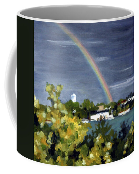 Landscape Coffee Mug featuring the painting Rainbow by Sarah Lynch