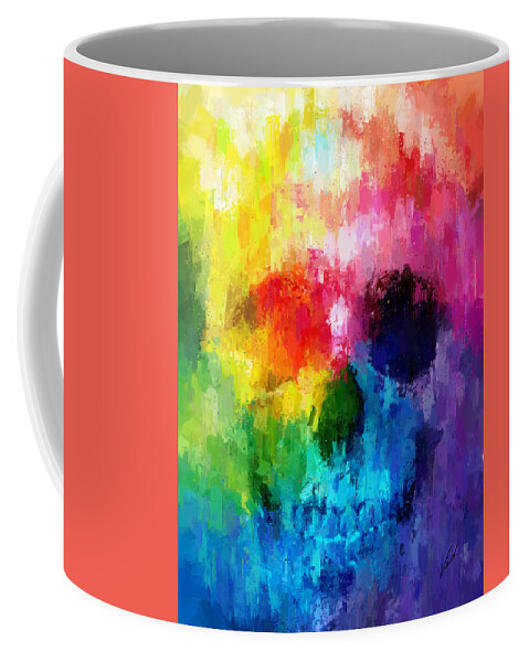 Rainbow Coffee Mug featuring the painting Rainbow skull by Vart Studio
