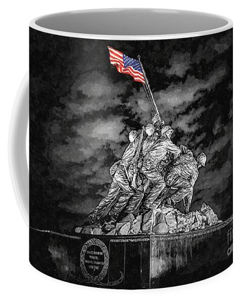 Iwo Jima Coffee Mug featuring the digital art Raising the Flag on Iwo Jima by Stefano Senise