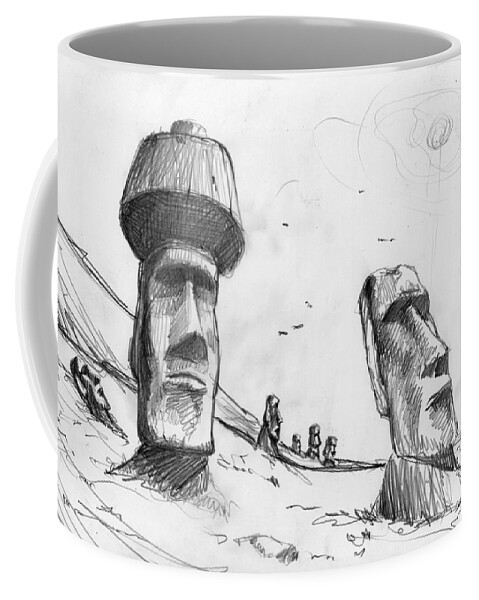 Chile Coffee Mug featuring the drawing Rapa Nui drawing by Andrea Gatti