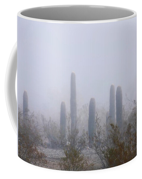 Affordable Coffee Mug featuring the photograph Rare Desert Fog by Judy Kennedy