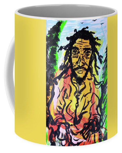 Acrylic Coffee Mug featuring the painting Ras In A Cloud by Odalo Wasikhongo