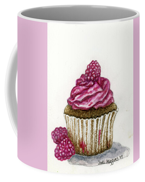 Cupcake Coffee Mug featuring the painting Raspberry Cupcake by Jodi Higgins