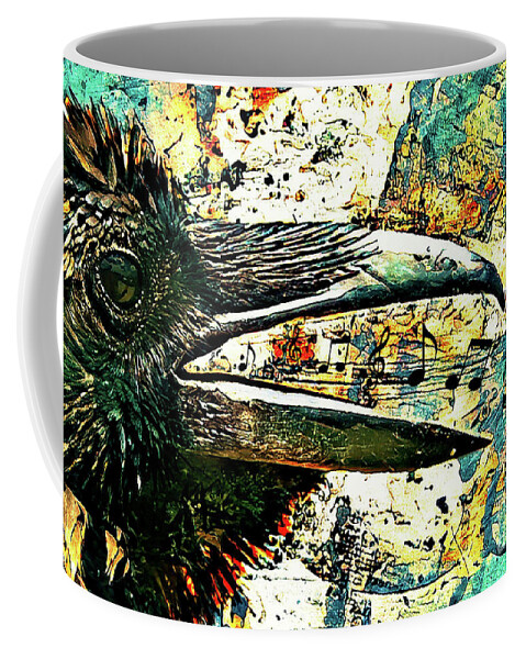 Raven Coffee Mug featuring the mixed media Raven's Song by Tina LeCour