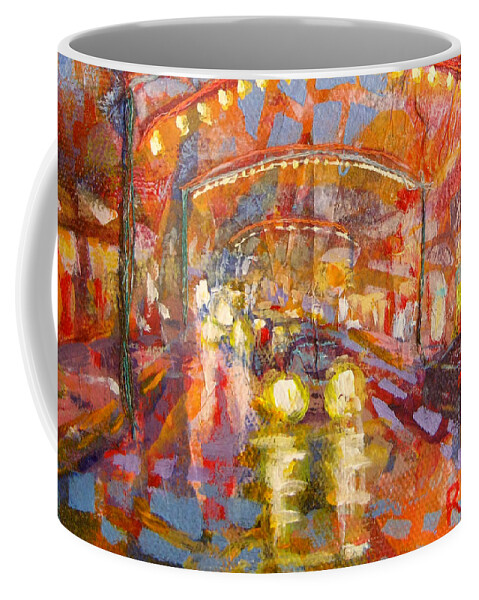 Festive Coffee Mug featuring the painting Ready to Go in the Short North by Robie Benve