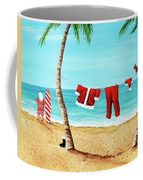 Santa Claus Coffee Mug featuring the painting Ready To Hit The Waves by Darice Machel McGuire