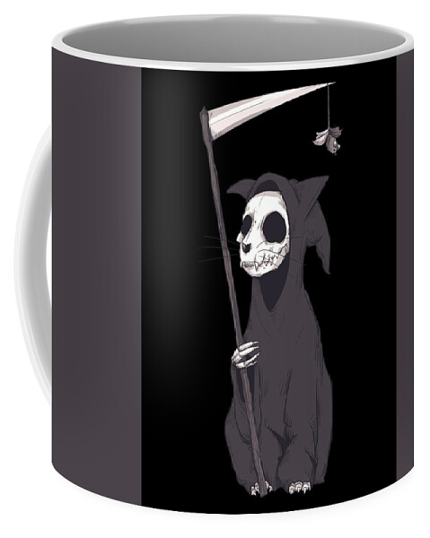 Reaper Cat Coffee Mug featuring the drawing Reaper Cat by Ludwig Van Bacon