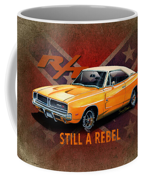 Art Coffee Mug featuring the mixed media Rebel Charger by Simon Read