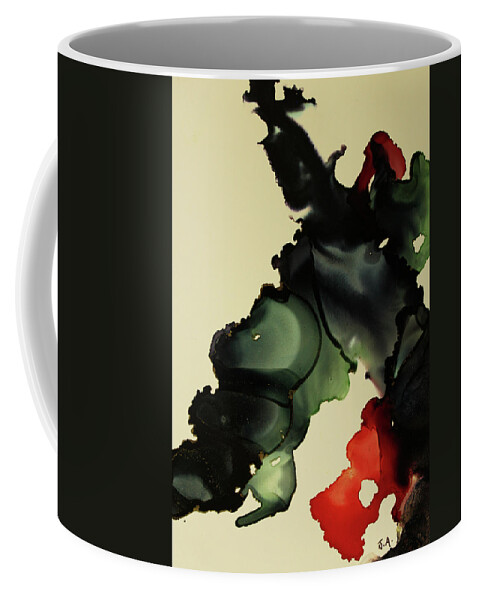 Ink Blot Coffee Mug featuring the painting Red and Black Ink Blot I by Jenny Armitage