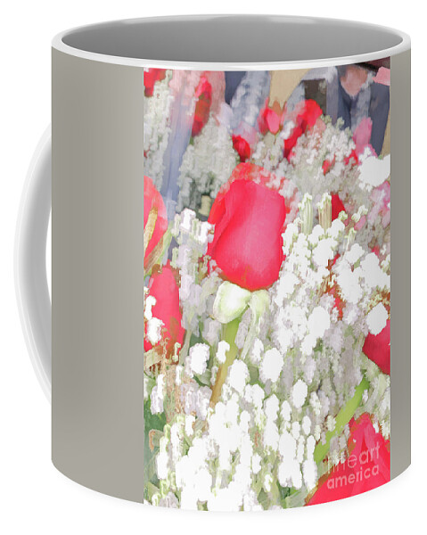 Abstract Coffee Mug featuring the photograph Red and White flowers pastel by Phillip Rubino