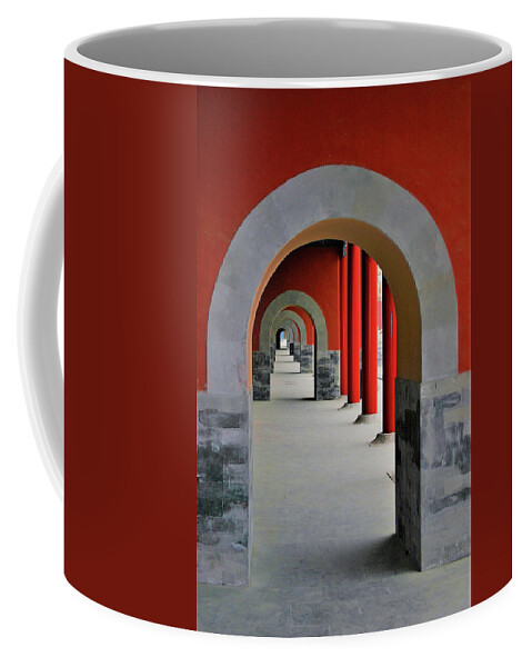 Forbidden City Coffee Mug featuring the photograph Red Arches Inside The Forbidden City, Beijing, China by Leslie Struxness