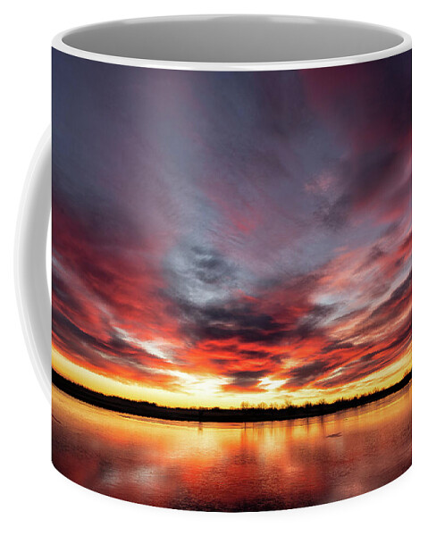 Sunrise Coffee Mug featuring the photograph Red, Blue and Orange Sunrise in Colorado by Tony Hake