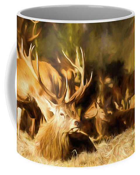 Color Coffee Mug featuring the digital art Red Deer Stag Painting by Rick Deacon