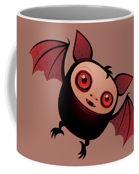 Cute Coffee Mug featuring the digital art Red Eye the Vampire Bat Boy by John Schwegel