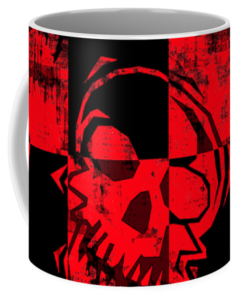 Grunge Coffee Mug featuring the digital art Red Grunge Skull Graphic by Roseanne Jones