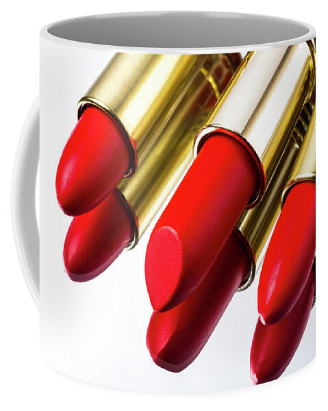 Cosmetics Coffee Mug featuring the photograph Red Lipstick Reflection by Garry Gay