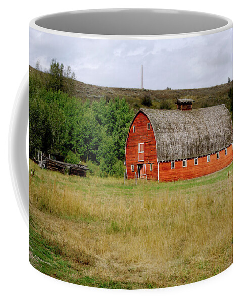 Barn Coffee Mug featuring the photograph Red Lodge MT Barn by Cathy Anderson