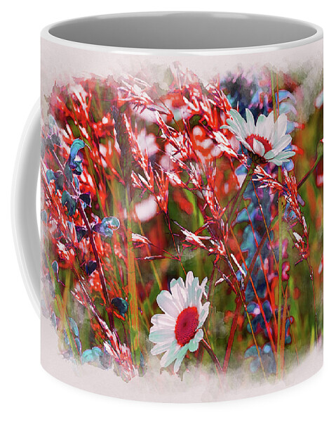 Red Wildflowers Coffee Mug featuring the digital art Red Motives by Alex Mir