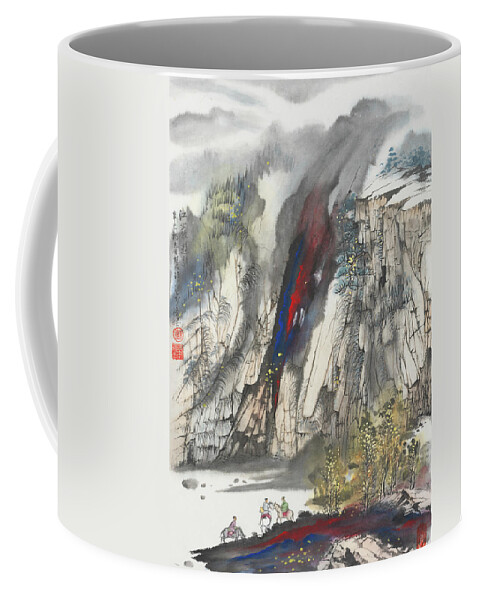 Chinese Watercolor Coffee Mug featuring the painting Winter Ride by Jenny Sanders