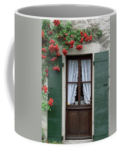  Coffee Mug featuring the photograph Red Rose Door by Susie Rieple