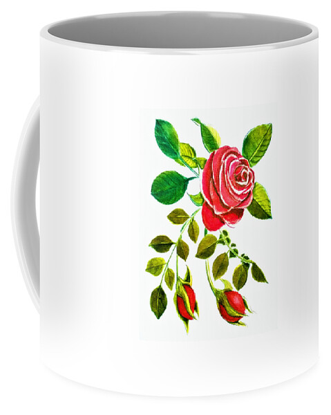 Red Coffee Mug featuring the painting Red Rose Watercolor by Delynn Addams for Home Decor by Delynn Addams