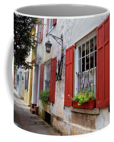 Anchor Coffee Mug featuring the photograph Red Shutters by Lana Trussell