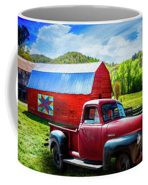 1947 Coffee Mug featuring the photograph Red Truck at the Red Barn by Debra and Dave Vanderlaan