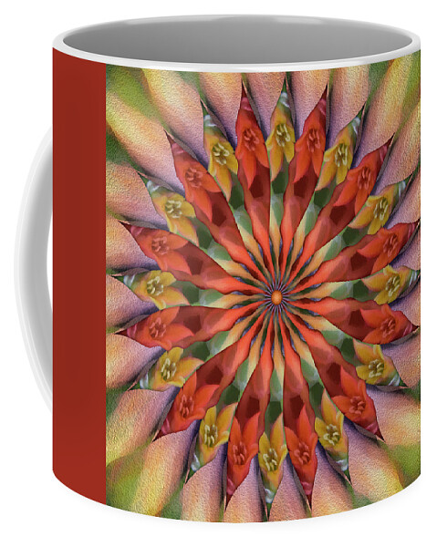 Spin-flower Mandala Coffee Mug featuring the digital art Red Velvet Quillineum by Becky Titus
