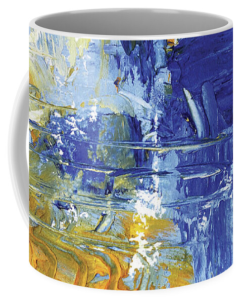 Oil And Cold Wax Coffee Mug featuring the painting Reflection on Blue Falls by Christine Chin-Fook