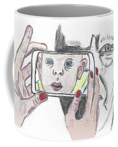 Baby Coffee Mug featuring the drawing Reflections in Time by Ali Baucom