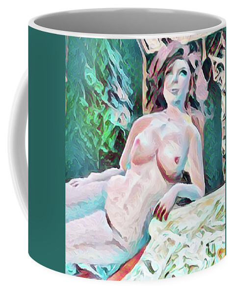 Nude Drawing Coffee Mug featuring the digital art Relaxing by Cathy Anderson