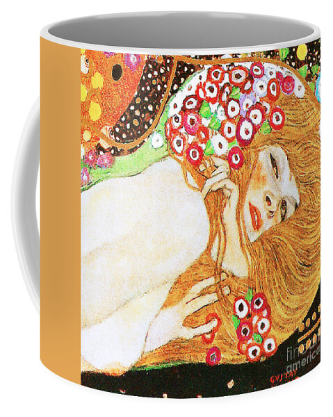 Wingsdomain Coffee Mug featuring the painting Remastered Art Water Serpents II by Gustav Klimt 20190302 square v3 by Gustav-Klimt