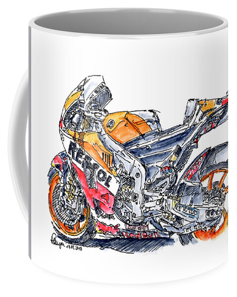 Repsol Honda RC213V Moto GP 2017 Motorcycle Ink Drawing and Wate Coffee Mug  by Frank Ramspott - Pixels
