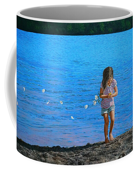 Girl Coffee Mug featuring the painting Rescuer by Christopher Shellhammer