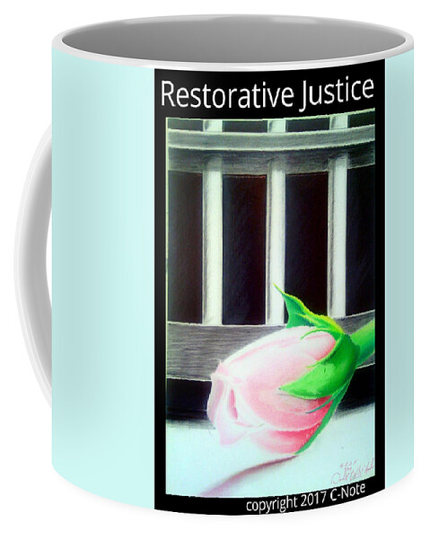 Black Art Coffee Mug featuring the drawing Restorative Justice by Donald C-Note Hooker