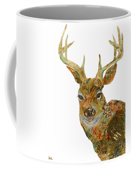 Retro Coffee Mug featuring the painting Retro Deer by Patricia Pinto