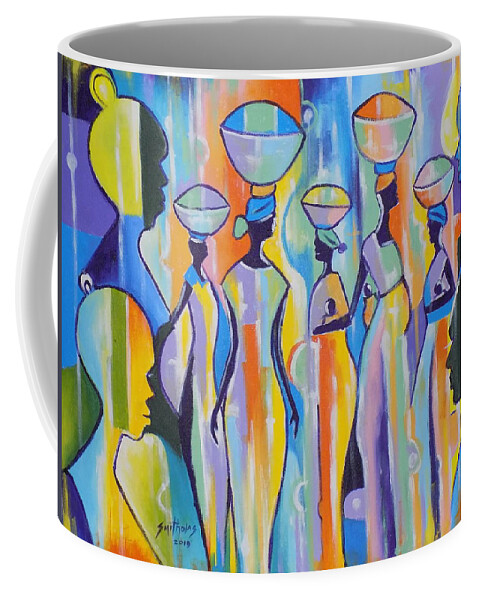 Living Room Coffee Mug featuring the painting Return of Market Women by Olaoluwa Smith