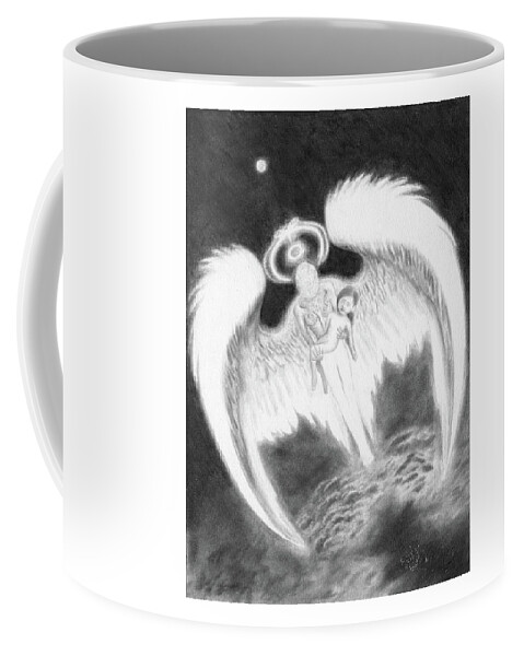 Angel Coffee Mug featuring the drawing Reunited - Artwork by Ryan Nieves