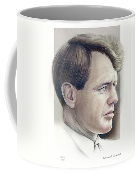 Rfk Coffee Mug featuring the drawing RFK by Greg Joens