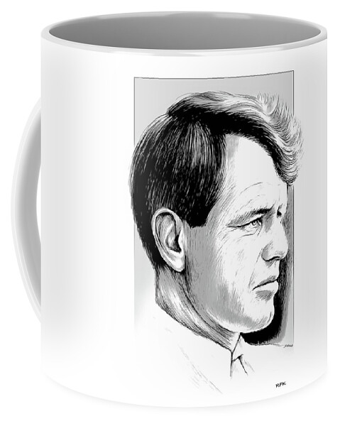 Line Art Coffee Mug featuring the mixed media RFK line art by Greg Joens