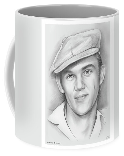 Richard Thomas Coffee Mug featuring the drawing Richard Thomas by Greg Joens