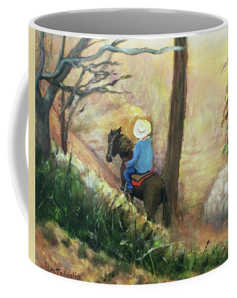 Canyon Coffee Mug featuring the painting Riding the Canyon Trail by Loretta Luglio