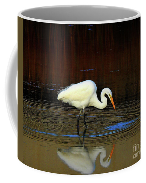 Egret Coffee Mug featuring the photograph Rippled Reflections by Scott Cameron