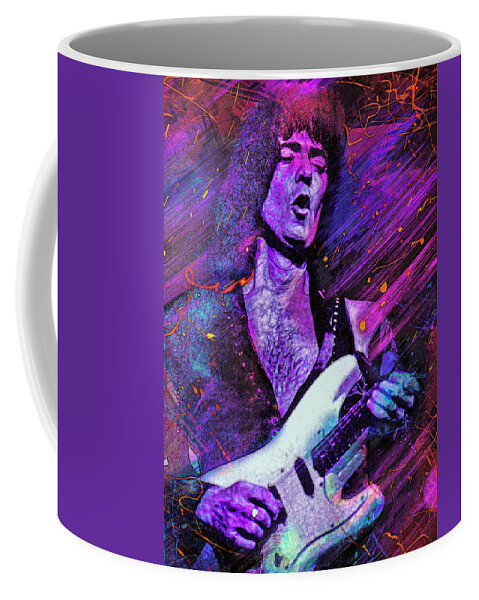 Ritchie Blackmore Coffee Mug featuring the mixed media Ritchie Blackmore by Mal Bray