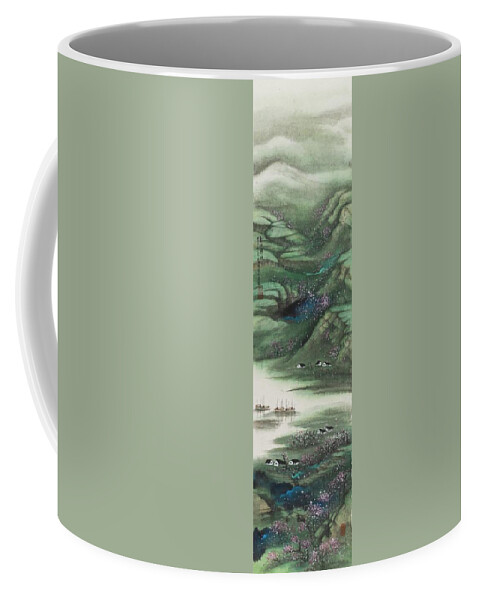 Chinese Watercolor Coffee Mug featuring the painting The Four Seasons Version 2 - Spring by Jenny Sanders
