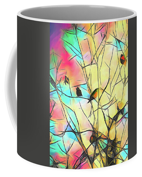 Animal Coffee Mug featuring the painting Robins In The Trees by Bob Orsillo