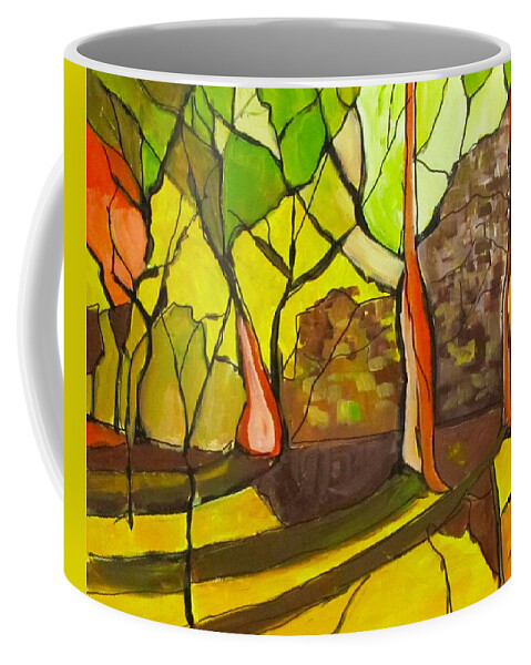 Abstract Coffee Mug featuring the painting Robyn's Woods by Barbara O'Toole