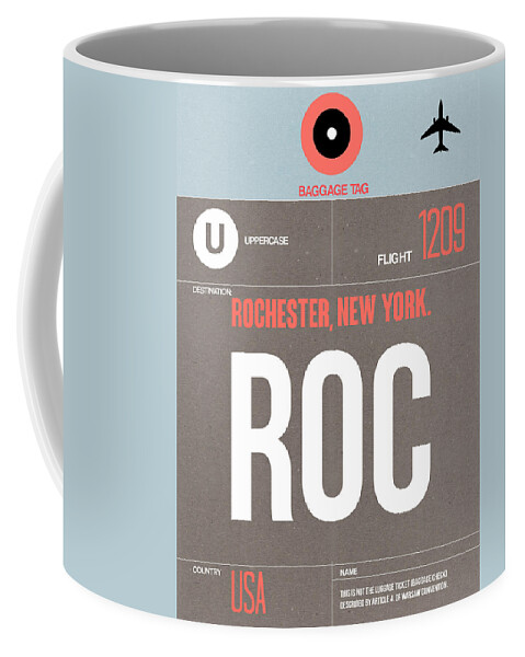Vacation Coffee Mug featuring the digital art ROC Rochester Luggage Tag II by Naxart Studio