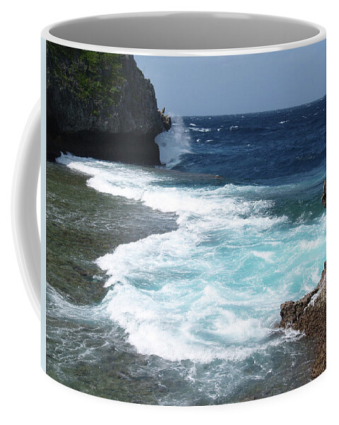 Waterscape Coffee Mug featuring the photograph Rock ledge drop off by Eric Hafner