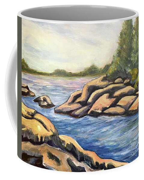 Painting Coffee Mug featuring the painting Rocky Shores by Christine Chin-Fook
